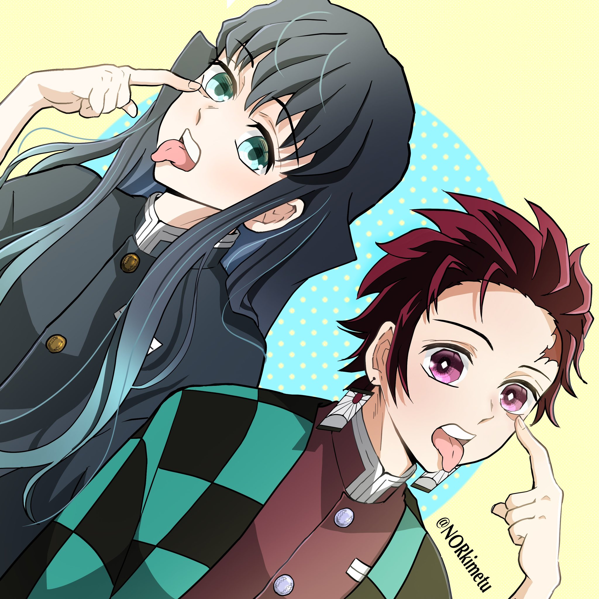 Sacando La Lengua Tanjiro Kamado Y Muichiro Tokito by Renacars on ...