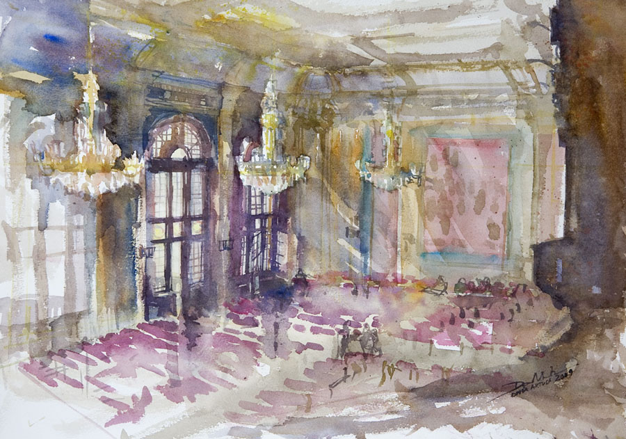 Interiors of the Artus Court, 36x51cm