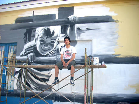 Me painting a huge wall