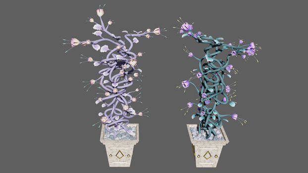 3D model flowerpot including plant
