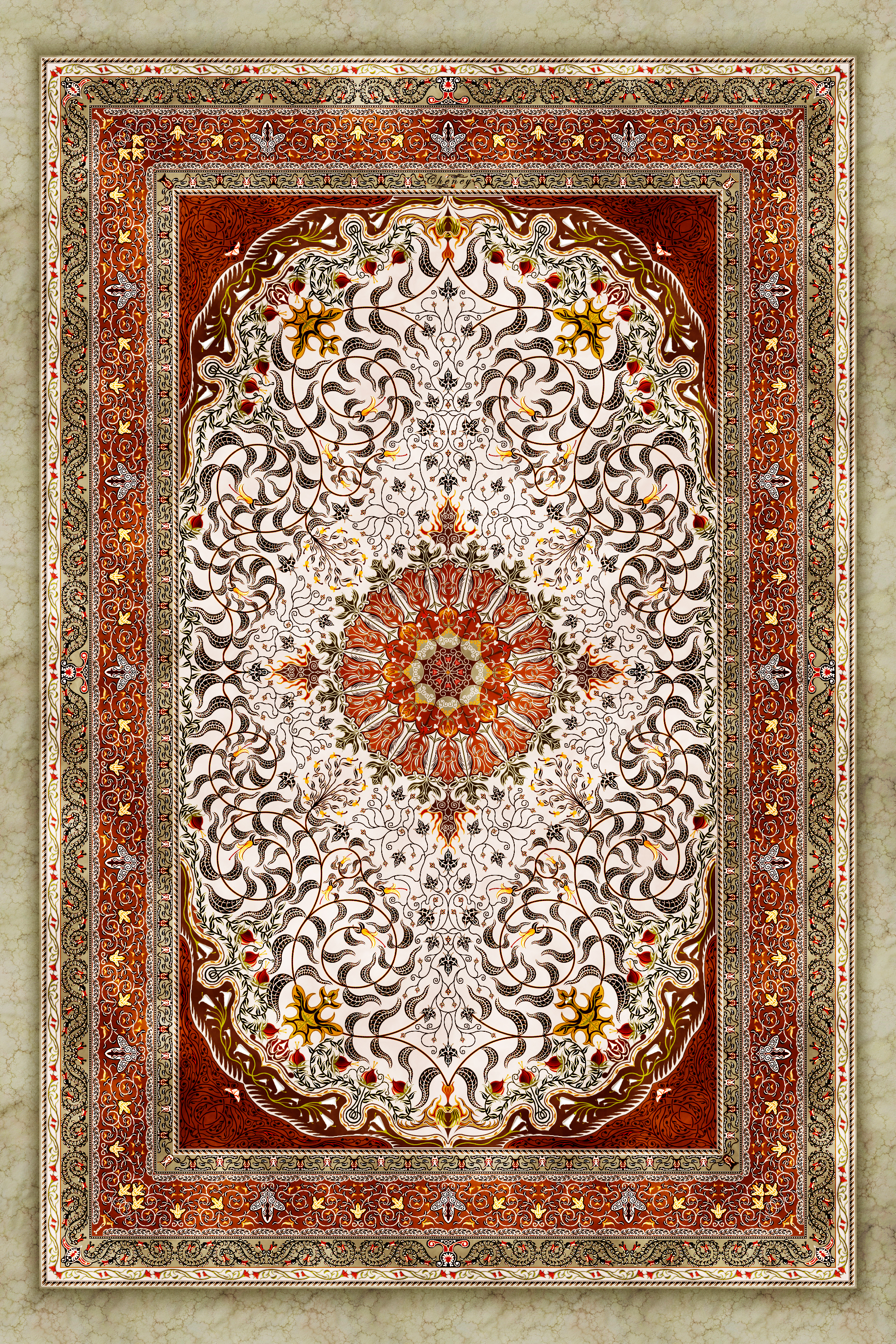 Red Corner Rug by cheneymac
