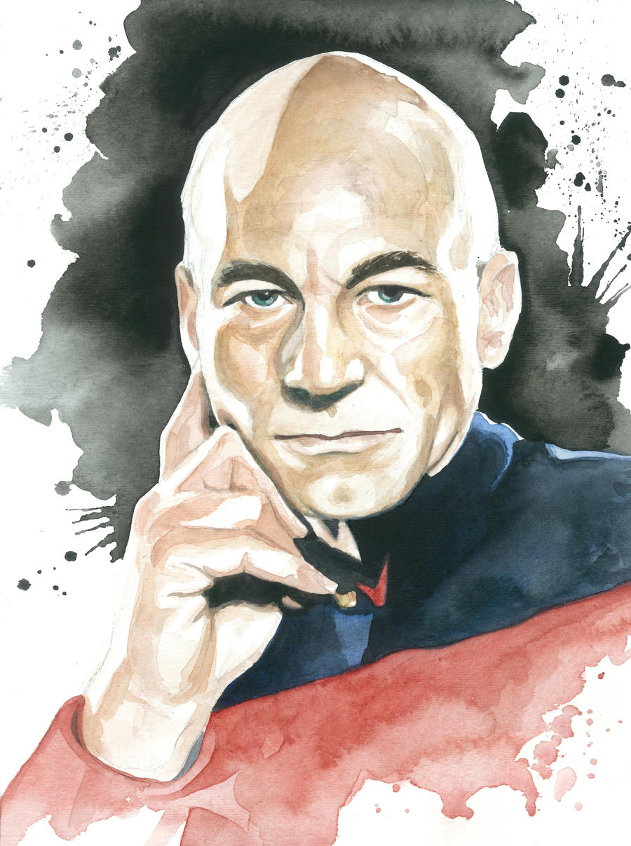 Star Trek TNG Watercolor: Capt. Jean Luc Picard