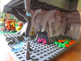 Lego MOC cave men versus a t-rex (cave) by kabhes