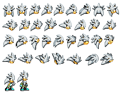 Silver the Hedgehog Head Sprites