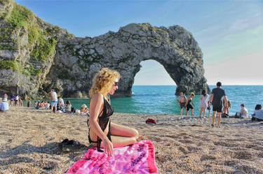 Sunbathing at Durdle Door