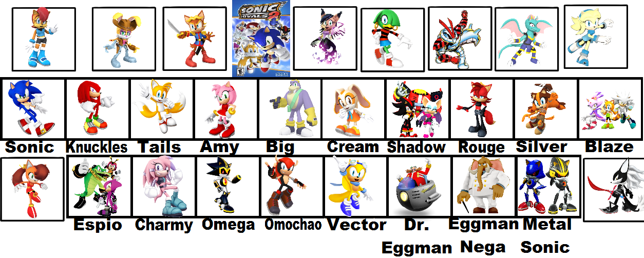 Sonic Tails Knuckles Amy Shadow Rouge Eggman Blaze Silver 