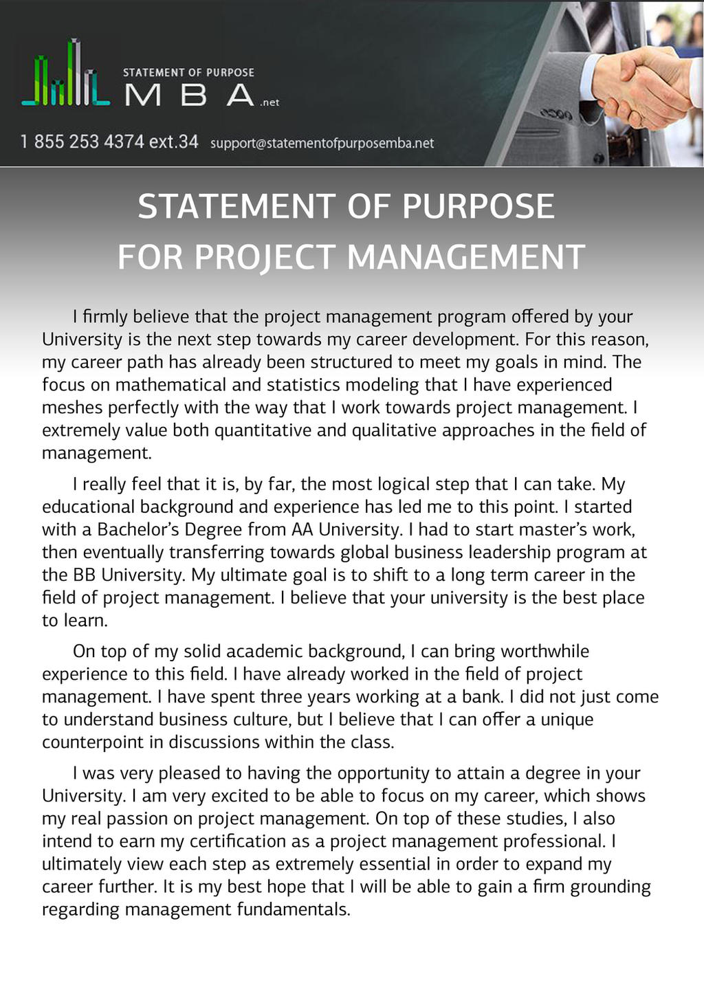 statement of purpose for project management