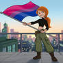 KP flies the Bi flag with Pride.