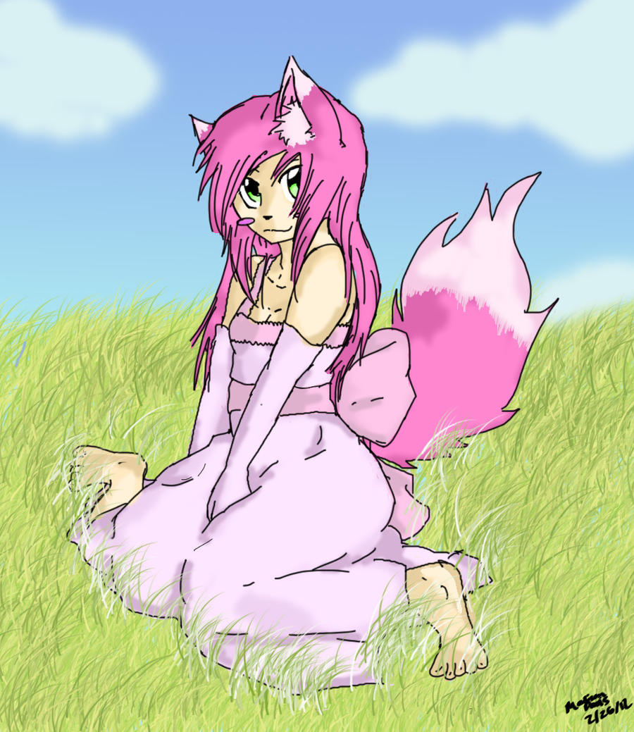 Little Fox girl in a dress