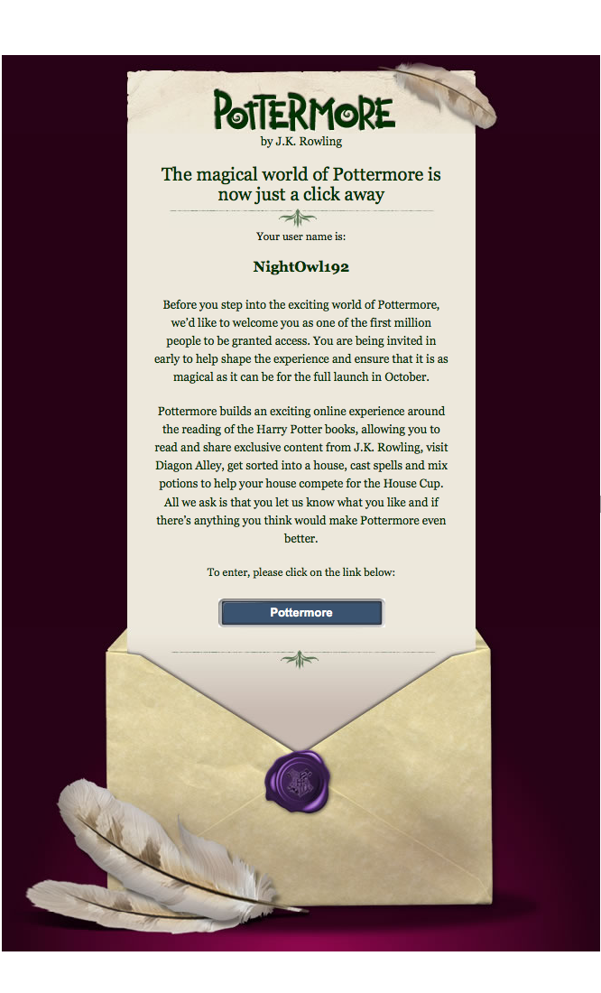 My Pottermore Mail