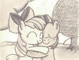 Apple Bloom and Babs Seed Hug