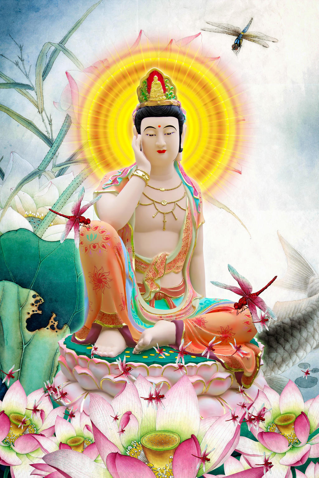 A Di Da Phat Quan The Am Guanyin Buddha: Tìm thấy giải pháp cho tâm hồn và cuộc sống của bạn trong hình ảnh A Di Đà Phật Quan Thế Âm của đức Phật Quan Thế Âm Bồ Tát.