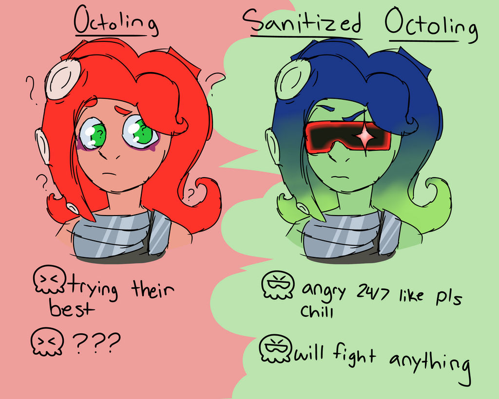 Octoling vs Sanitized Octoling by AveryDrawsThings on DeviantArt
