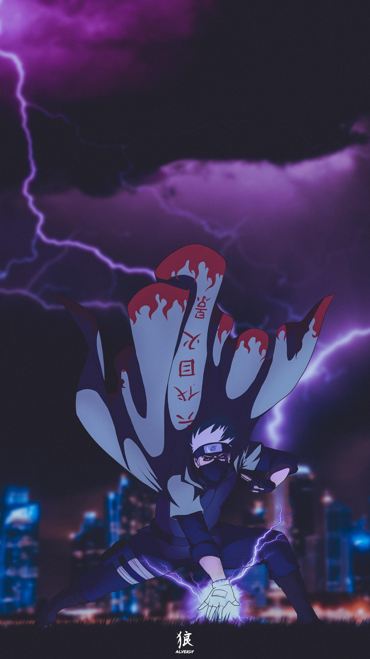 Naruto Kakashi Hatake Lightning Purple Desktop Wallpaper in 4K