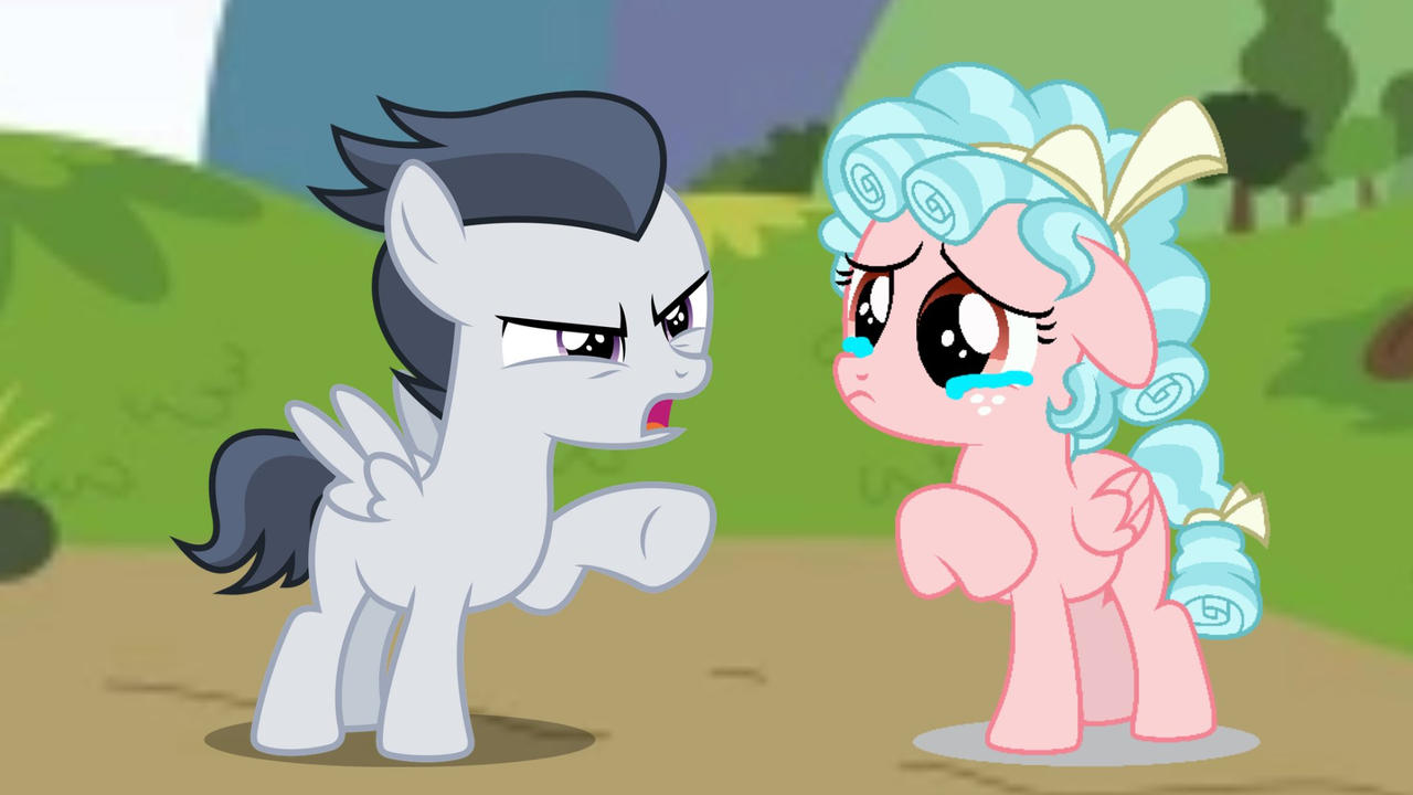 Mlp Rumble Scared Rumble Yelling at Cozy Glow by AngryMetal on DeviantArt