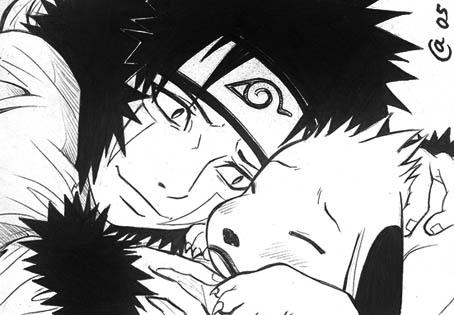 Kiba comforting Akamaru