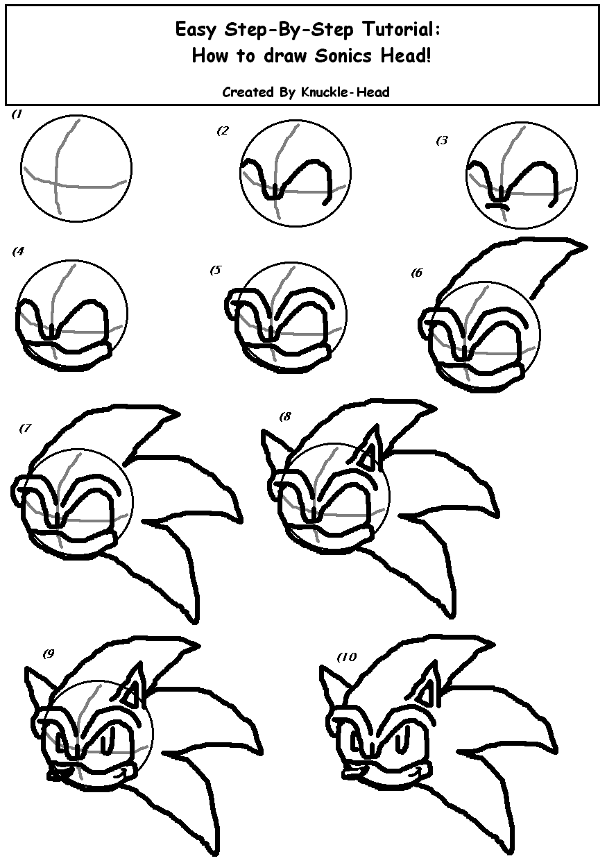 How to draw Sonics head -Easy- by Knuckle-Head on DeviantArt