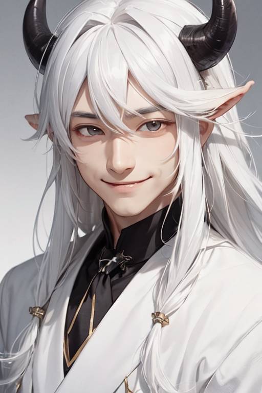 Premium AI Image  Cute and Handsome Anime Boy with white hair