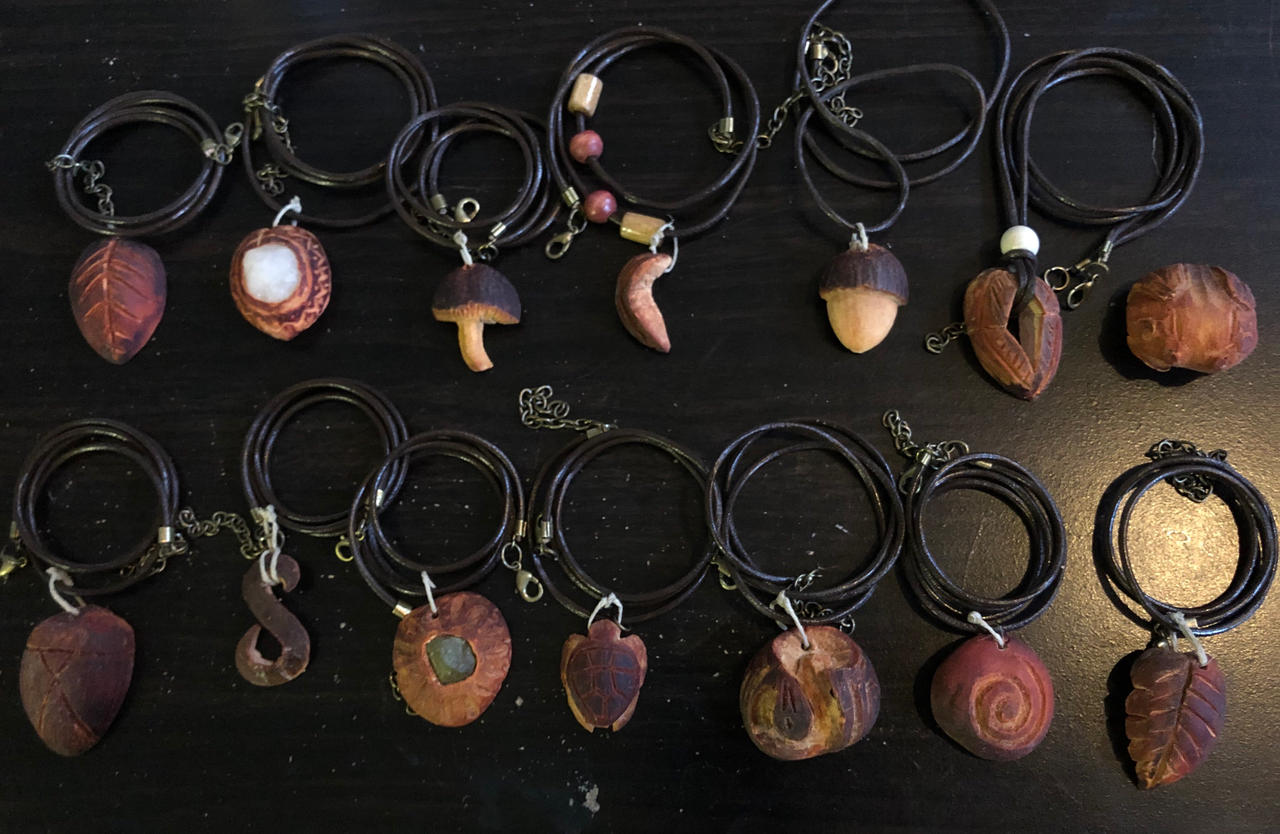 Avocado pit pendants