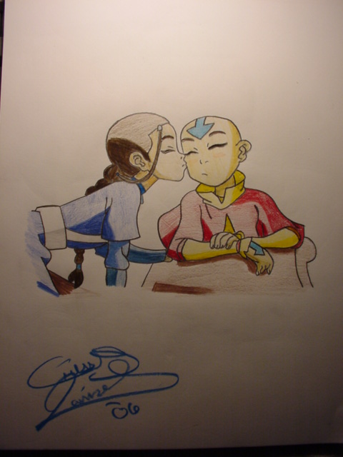 Katara gives Aang a Kiss