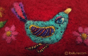 Blue Bird Felted Pouch