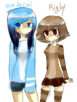 Mordecai and rigby genderbender