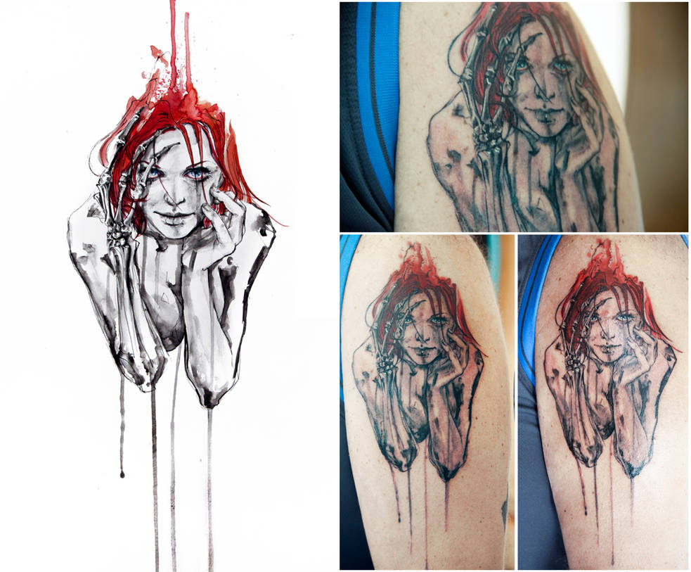 Тату рыжая девушка эскиз