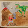 My Grandma battling a T-Rex (Acrylic)