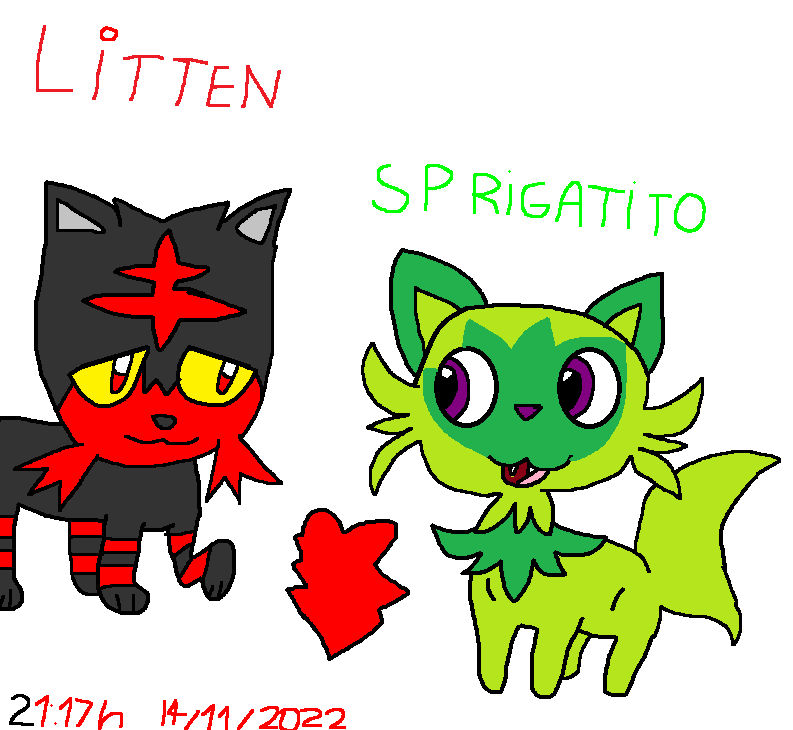 Litten and Sprigatito. by Biancarabbit on DeviantArt