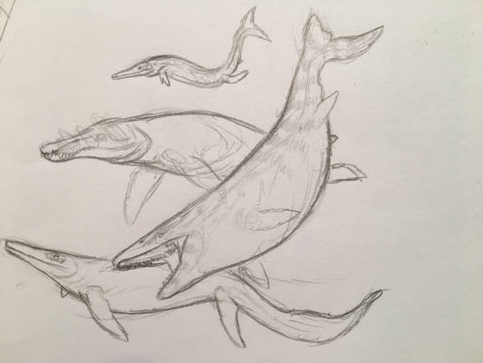 Prehistoric aquatic crew sketch