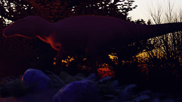 acrocanthosaurus at dusk