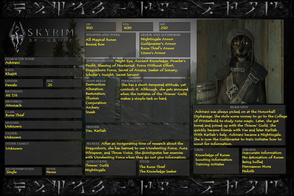 Ashirani's Skyrim Character Sheet by DanielJDragonflame on DeviantArt