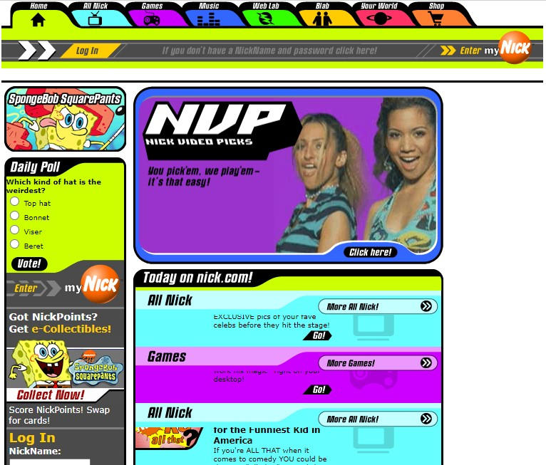 Nickelodeon Archive Nickelodeon website wayback machine