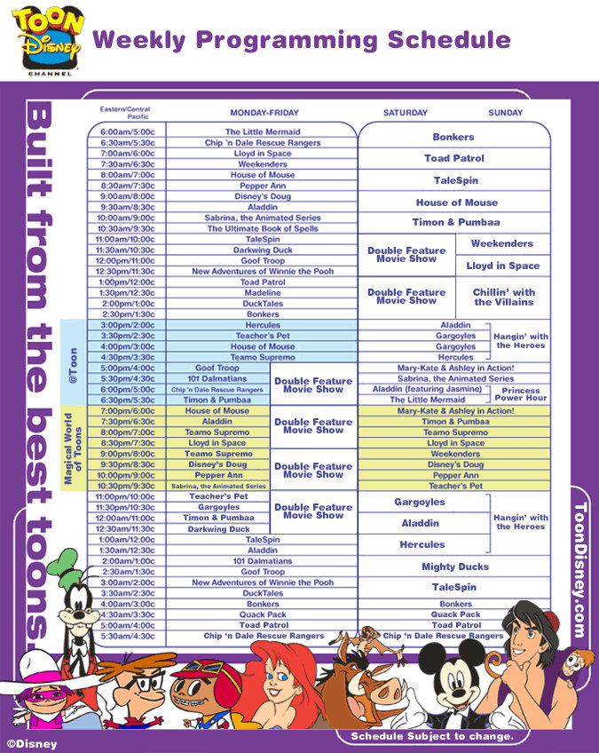 Program Lineup Full Deviantart Toon Disney Sept 2002 Schedule by mnwachukwu16 on DeviantArt