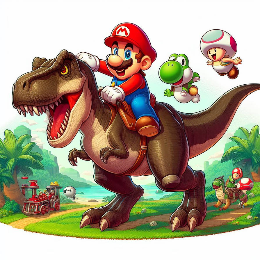 Mario Rides on T-Rex 2 by mnwachukwu16 on DeviantArt