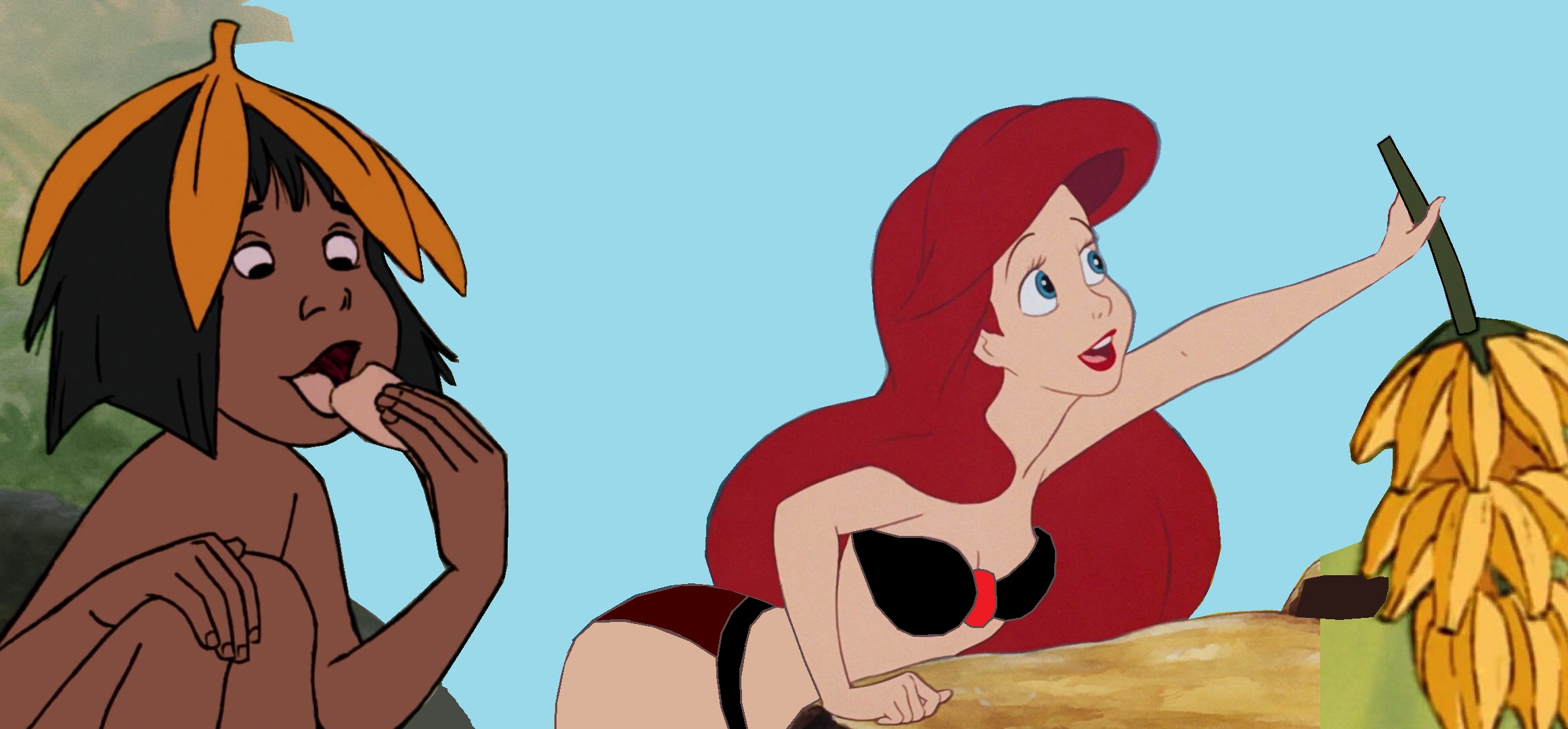 Ariel and Mowgli Eating