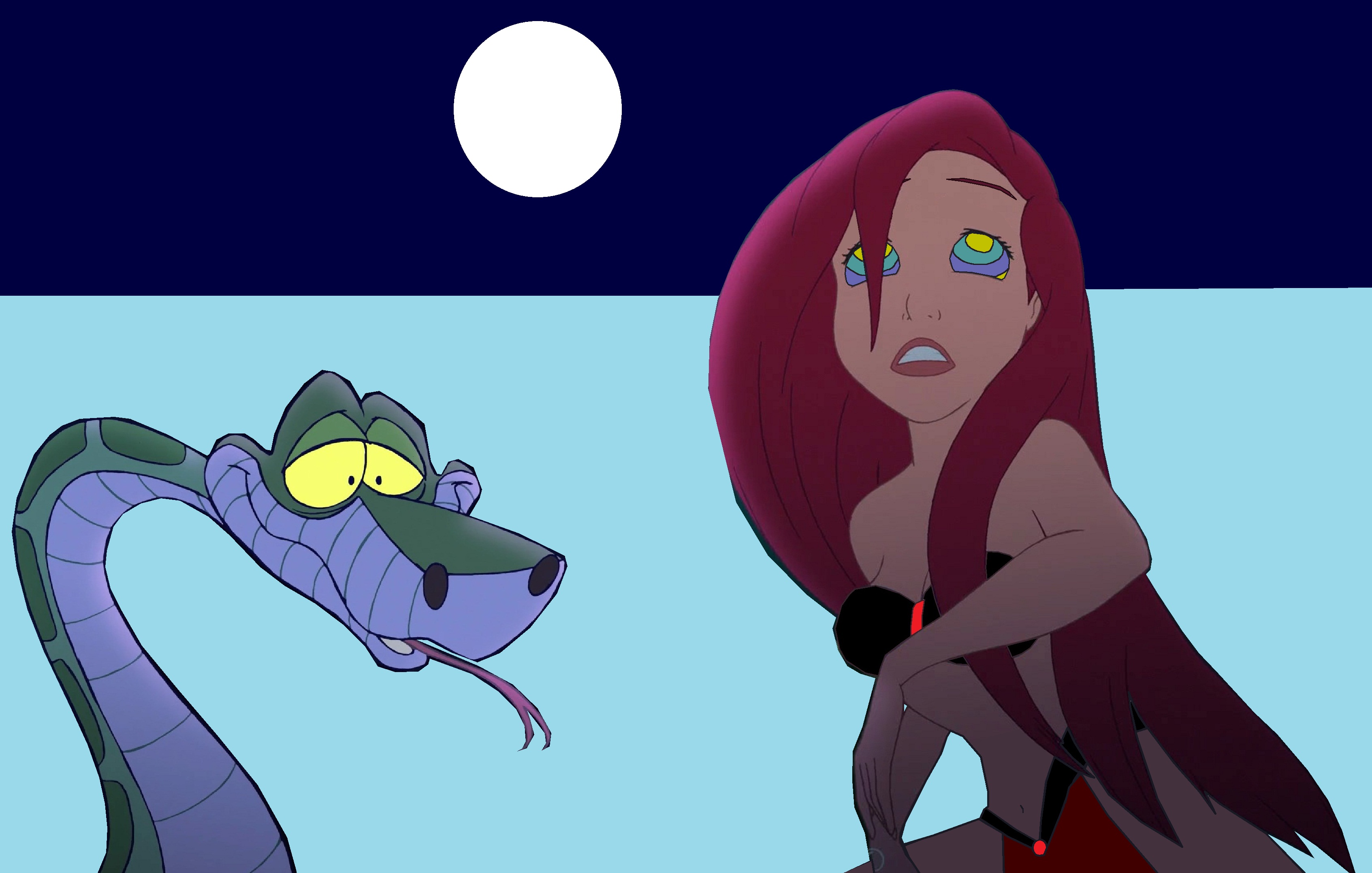 Slave Ariel And Kaa Dancing Under The Moonlight By Hypnotica2002 On.