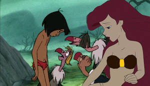 Ariel and Mowgli meet the Vultures