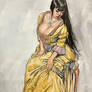 Woman in Yellow Victorian Dress