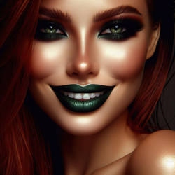 Dark Green Lips and Flirtatious Eyes