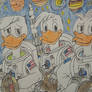 Huey, Dewey and Louie Duck as astronauts