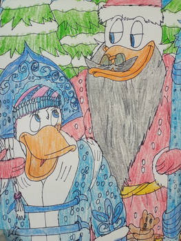 Scrooge McDuck as Deda Moroz and Webby