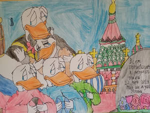 Donald Duck and his family mourn in Moscow