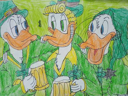 Donald Duck and cousins celebrate St. Patrick Day