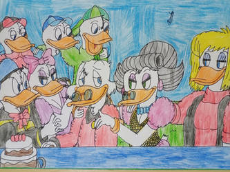 Scrooge McDuck and Goldie O'Gilt with their family
