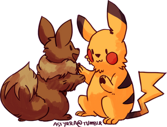 pikachu and eevee