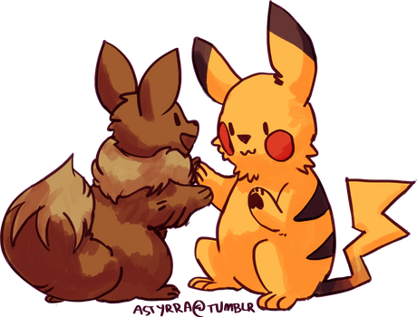 pikachu and eevee