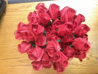 red origami roses 4 dozen