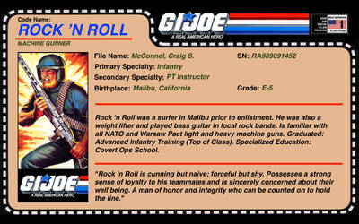 Rock 'N Roll 1982 Custom File Card