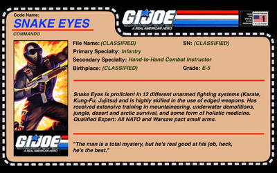 Snake Eyes 1982 Custom File Card